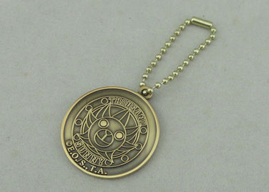 공 사슬을 가진 2.0 mm 선전용 Keychain는, 고대 금 도금 주물 죽습니다
