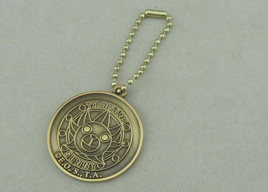 공 사슬을 가진 2.0 mm 선전용 Keychain는, 고대 금 도금 주물 죽습니다