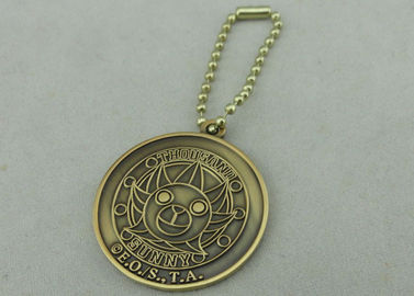 공 사슬을 가진 2.0 mm 선전용 Keychain는, 고대 금 도금 주물 죽습니다