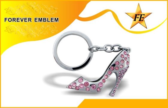 모조 다이아몬드를 가진 단화 금속 선전용 Keychains 높 뒤축을 댄 은