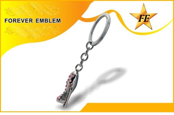 모조 다이아몬드를 가진 단화 금속 선전용 Keychains 높 뒤축을 댄 은