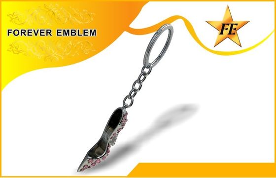 모조 다이아몬드를 가진 단화 금속 선전용 Keychains 높 뒤축을 댄 은