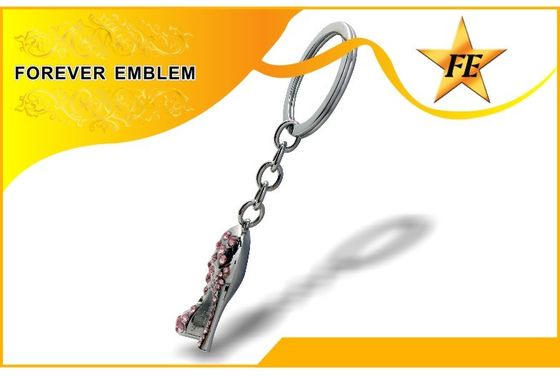 모조 다이아몬드를 가진 단화 금속 선전용 Keychains 높 뒤축을 댄 은